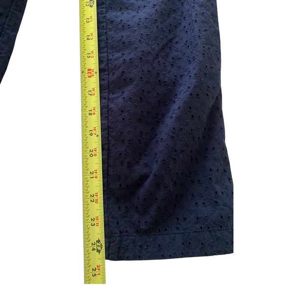 J. Crew Eyelet Women’s Pants XXS Size 27 Navy Blue Drawstring Casual 100% Cotton - Picture 7 of 8